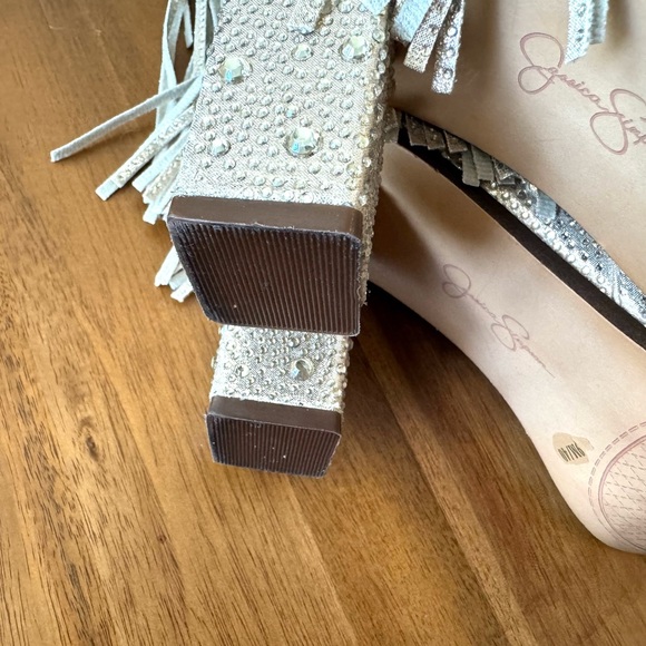 Jessica Simpson Asire2 Champagne Fringe Heeled Boots - Picture 9 of 13